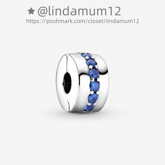 Pandora Blue Sparkle Clip Charm - Picture 1 of 6